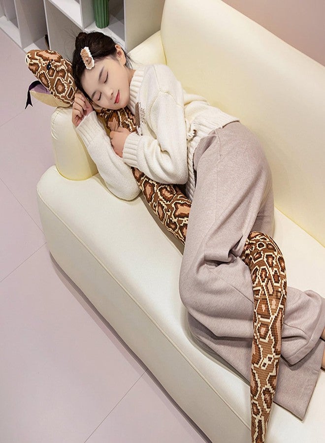 Clobeau 66" Long Snake Hand Puppet, Realistic Stuffed Animal Snake Puppet, Mouth Moveable Hand Puppet, Soft Python Plushie Pillow Cushion (Brown) - Image 5